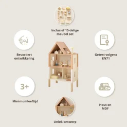 HOUTEN POPPENHUIS u00abMIELu00bb | 17-DELIGE MEUBELSET | BEIGE