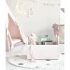 Houten speelgoedkist / boekenkist met wieltjes u00abTedu00bb | roze