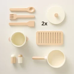HOUTEN SPEELKEUKEN u00abCHANTILLYu00bb | INCL. 10 ACCESSOIRES | BEIGE