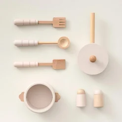 Houten Speelkeuken u00abROSEu00bb | inclusief 13 accessoires | Roze