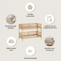 HOUTEN STAPELBED u00abPLUMEu00bb | 90 X 200 CM | NATUREL