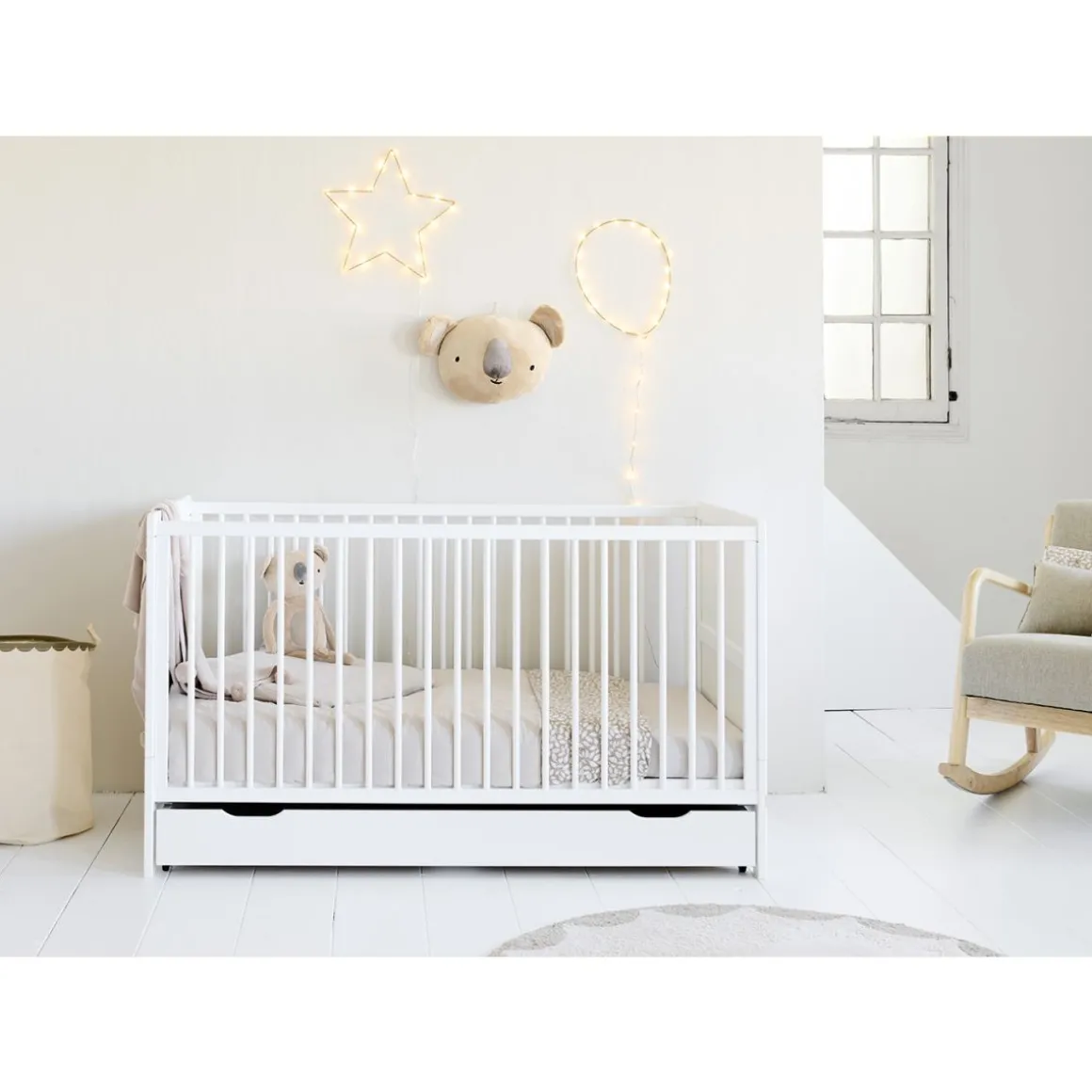 3 in 1 babybed / Meegroeibed "Evolutif" Aurore 0-4 jaar | WIT