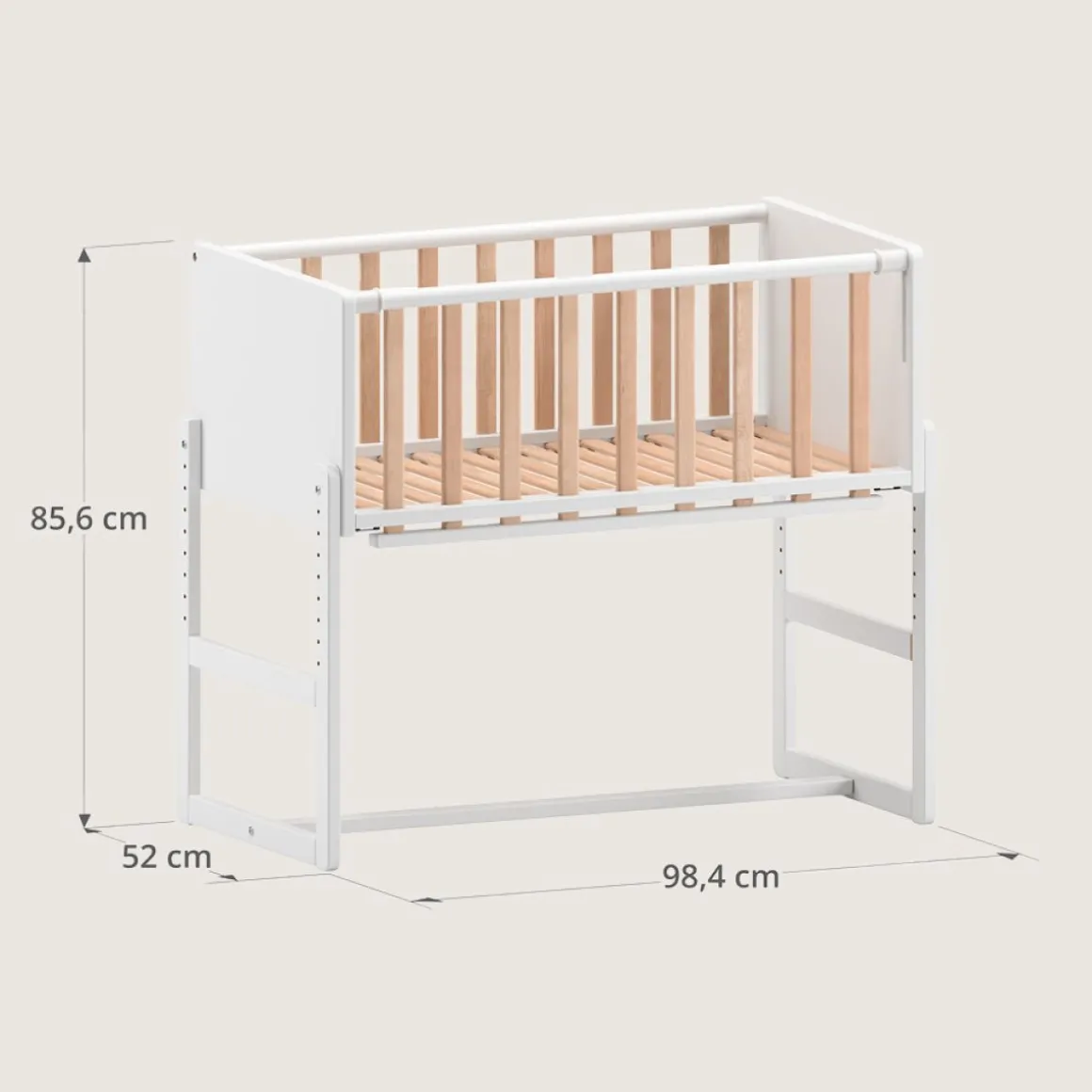 2-IN-1 CO-SLEEPER / AANSCHUIFBEDJE u00abNUAGEu00bb | WIT EN NATUREL