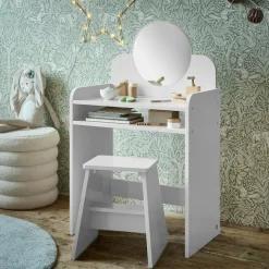 KINDER KAPTAFEL VAN HOUT | u00abBELLEu00bb | WIT | MET SPIEGEL EN STOEL