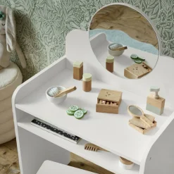 KINDER KAPTAFEL VAN HOUT | u00abBELLEu00bb | WIT | MET SPIEGEL EN STOEL