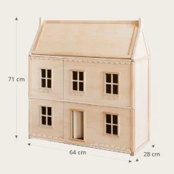 Klassiek naturel houten poppenhuis | u00abLa Parisienneu00bb