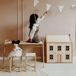 Klassiek naturel houten poppenhuis | u00abLa Parisienneu00bb