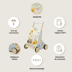 LOOPWAGEN BABY - HOUTEN LOOPWAGEN u00abMu00c9Tu00c9Ou00bb | MEERKLEURIG