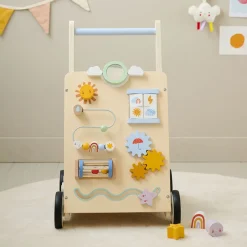 LOOPWAGEN BABY - HOUTEN LOOPWAGEN u00abMu00c9Tu00c9Ou00bb | MEERKLEURIG