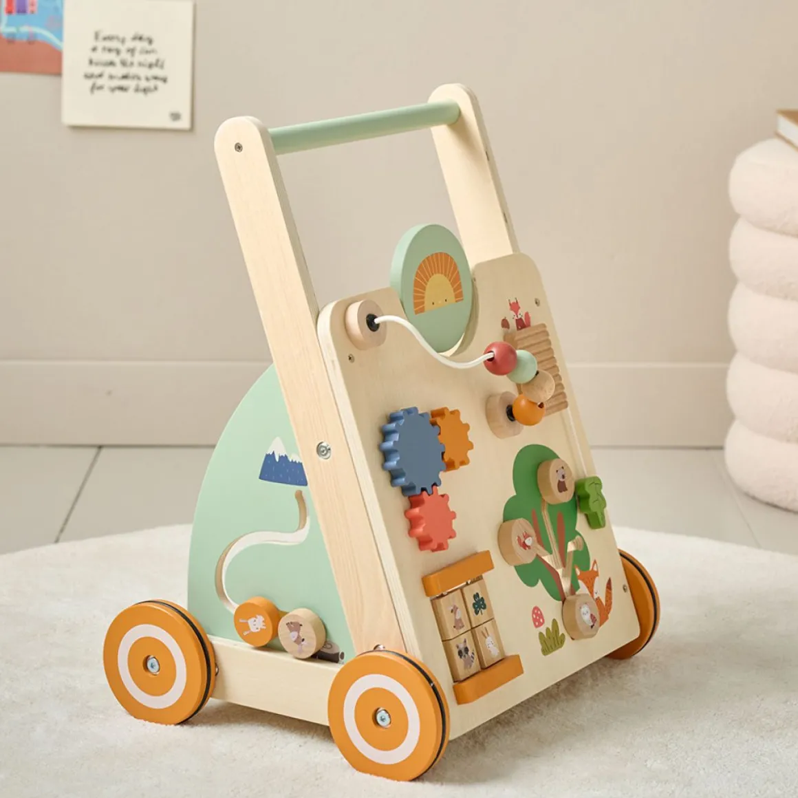 LOOPWAGEN BABY - HOUTEN LOOPWAGEN u00abFORu00caTu00bb | MEERKLEURIG