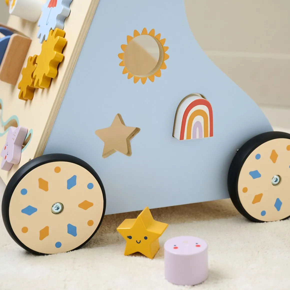 LOOPWAGEN BABY - HOUTEN LOOPWAGEN u00abMu00c9Tu00c9Ou00bb | MEERKLEURIG