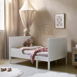 MEEGROEIBED / PEUTERBED u00abBRUMEu00bb INCL. LATTENBODEM | 80 X 140-200 CM | WIT