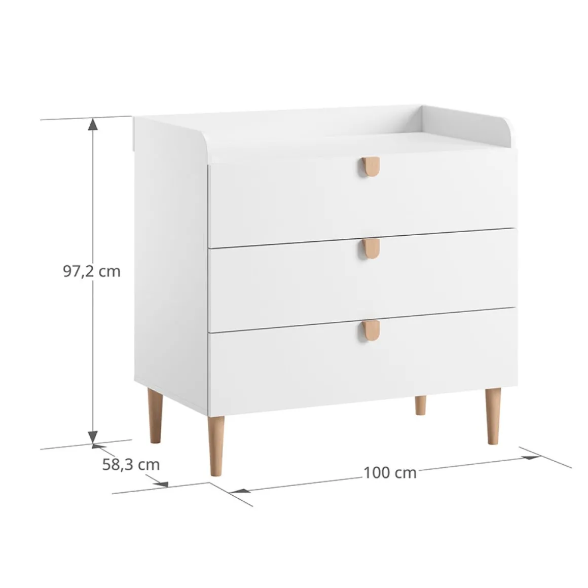 Meegroeibed 140x70cm u00abu00c9TOILEu00bb | Wit