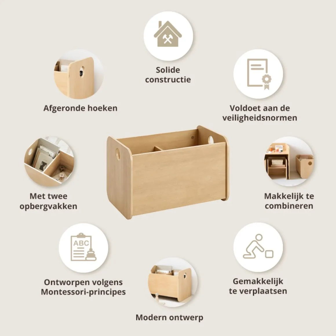 MONTESSORI HOUTEN SPEELGOEDKIST u00abELLIPSEu00bb | NATUREL