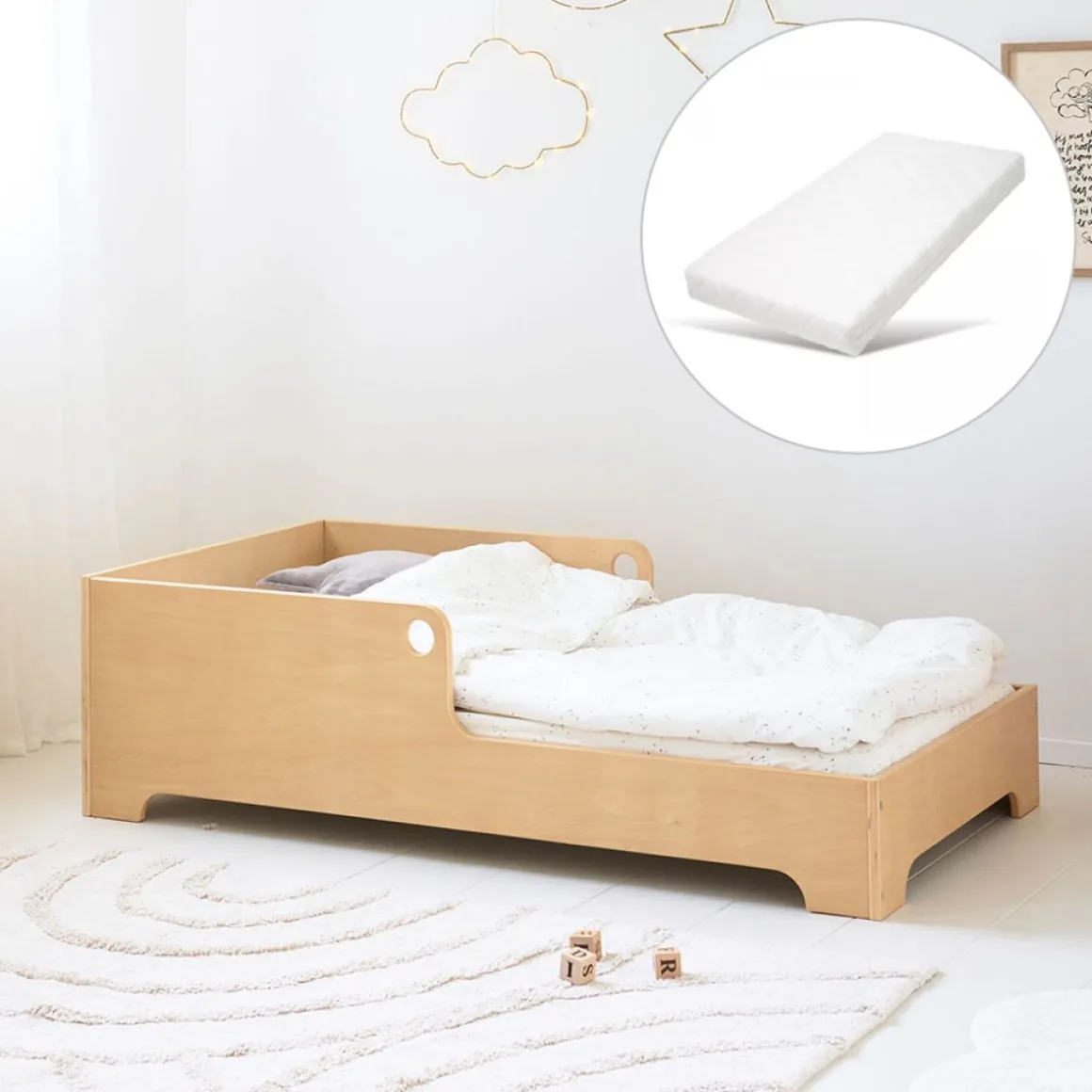 MONTESSORI VLOERBED u00abELLIPSEu00bb | 70 X 140 CM | NATUREL