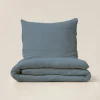 MOUSSELINE DEKBEDOVERTREKSET 140 X 200 CM | DENIMBLAUW