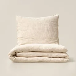 Mousseline dekbedovertrekset 120x150cm, incl. kussenhoes | Beige