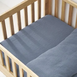 MOUSSELINE DEKBEDOVERTREKSET 140 X 200 CM | DENIMBLAUW