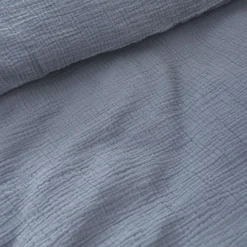 MOUSSELINE DEKBEDOVERTREKSET 140 X 200 CM | DENIMBLAUW