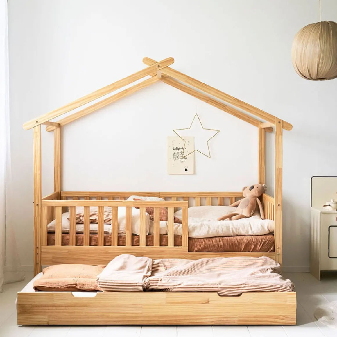 ONDERSCHUIFBED VOOR BEDHUISJE u00abMAISONu00bb (80 X 160 CM ) | NATUREL