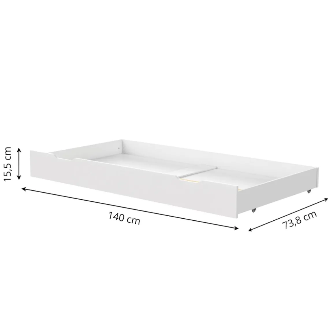 Onderschuiflade voor Meegroei- en Peuterbed 140x70 wit