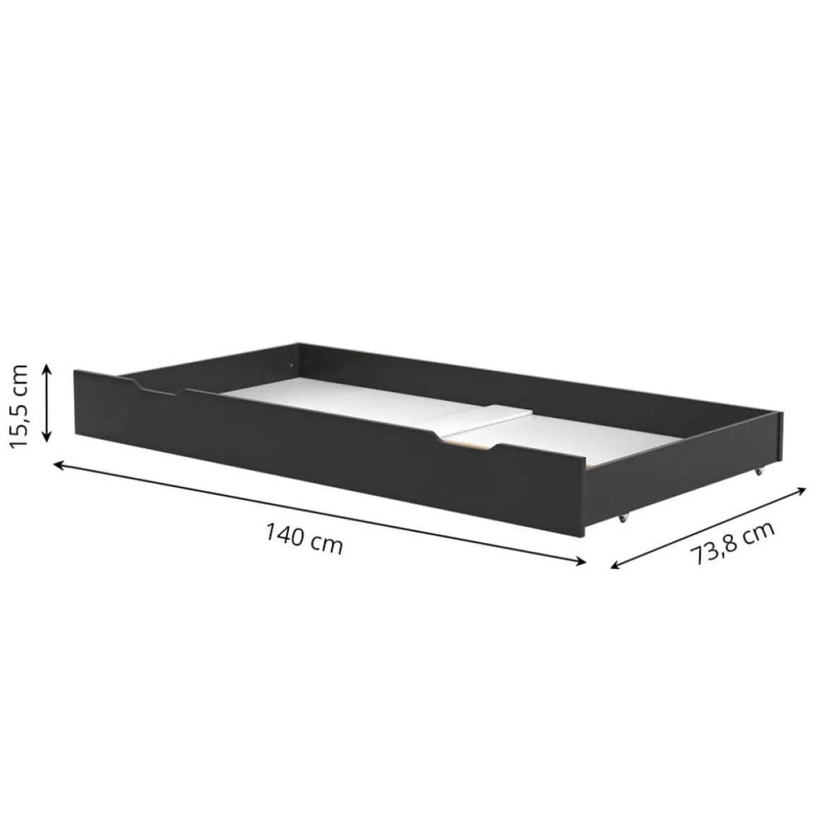 Onderschuiflade voor peuterbed en meegroeibed 140x70 | Zwart