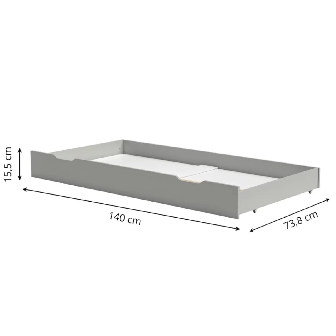 Opberglade voor peuterbed en meegroeibed 140x70 | Grijs