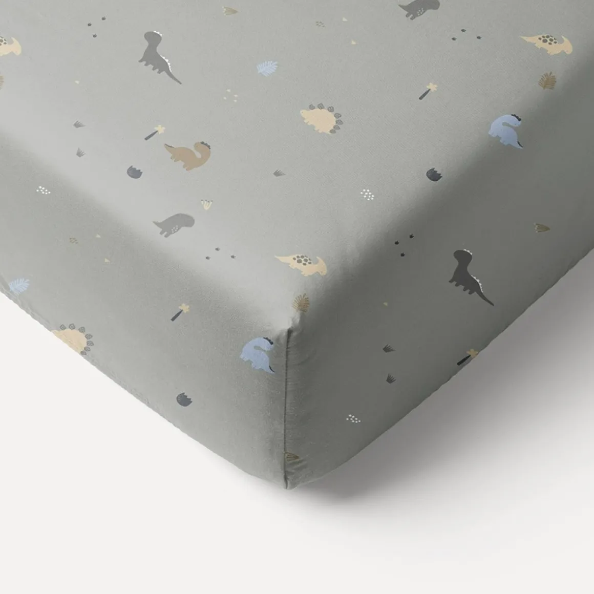 PEUTERBED HOESLAKEN 70x140 CM u00abDINOu00bb | GRIJS-GROEN
