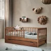 PEUTERBED u00abPLUMEu00bb | 70 X 140 CM | WALNOOT