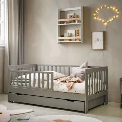 Peuterbed u00abPlumeu00bb 140x70 Grijs