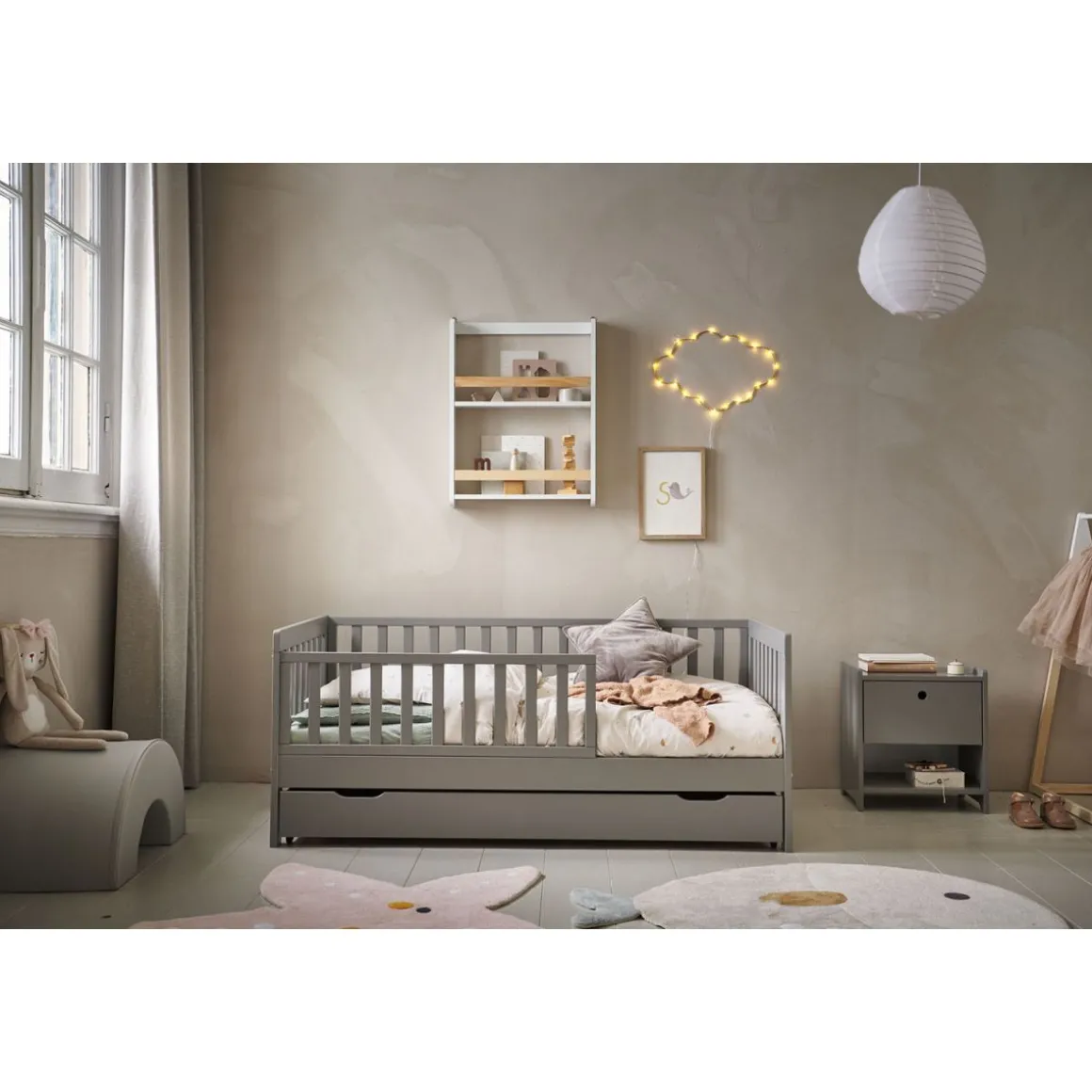 Peuterbed u00abPlumeu00bb 140x70 Grijs