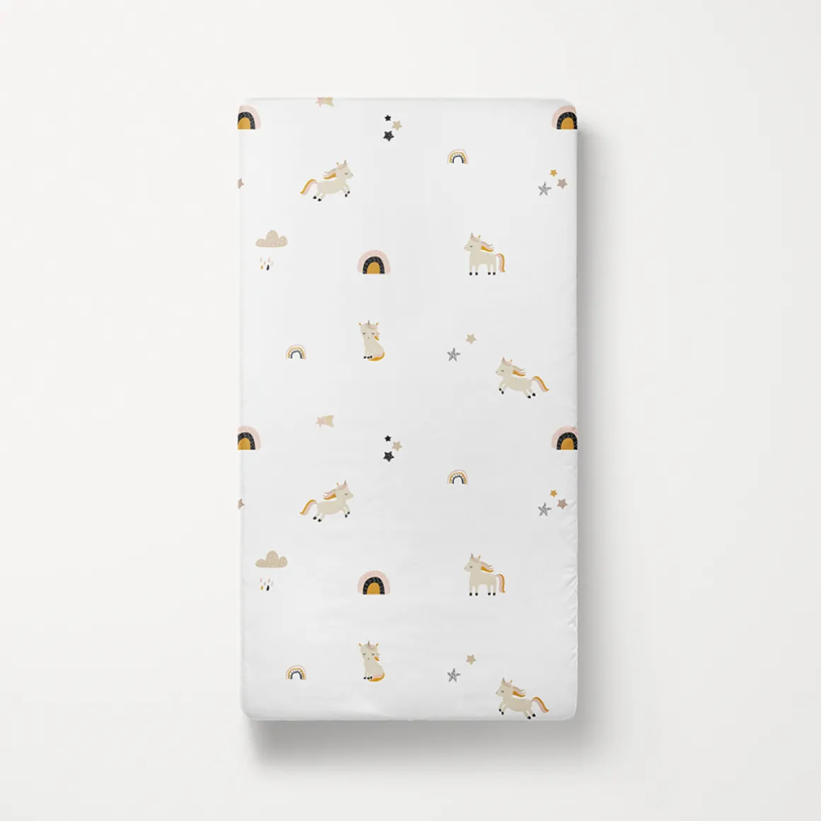 Peuterhoeslaken u00abLarau00bb voor kinderbed 70x140cm GOTS | Unicorn