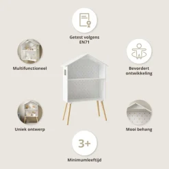 Poppenhuis / wandrek uit hout voor kinderkamer (excl. accessoires)