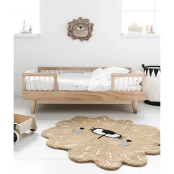 Premium hoeslaken leeuw u00abLeou00bb voor peuterbed 70x140cm GOTS | Wit