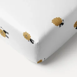 Premium hoeslaken leeuw u00abLeou00bb voor peuterbed 70x140cm GOTS | Wit