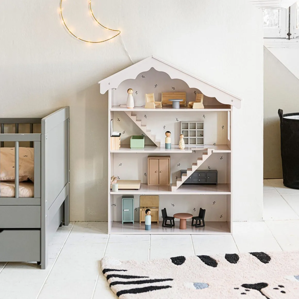 Retro houten poppenhuis meubels | 16-delige set