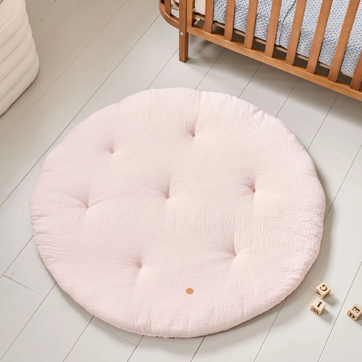 ROND SPEELKLEED u00d8100 CM | MOUSSELINE KATOEN | ROZE
