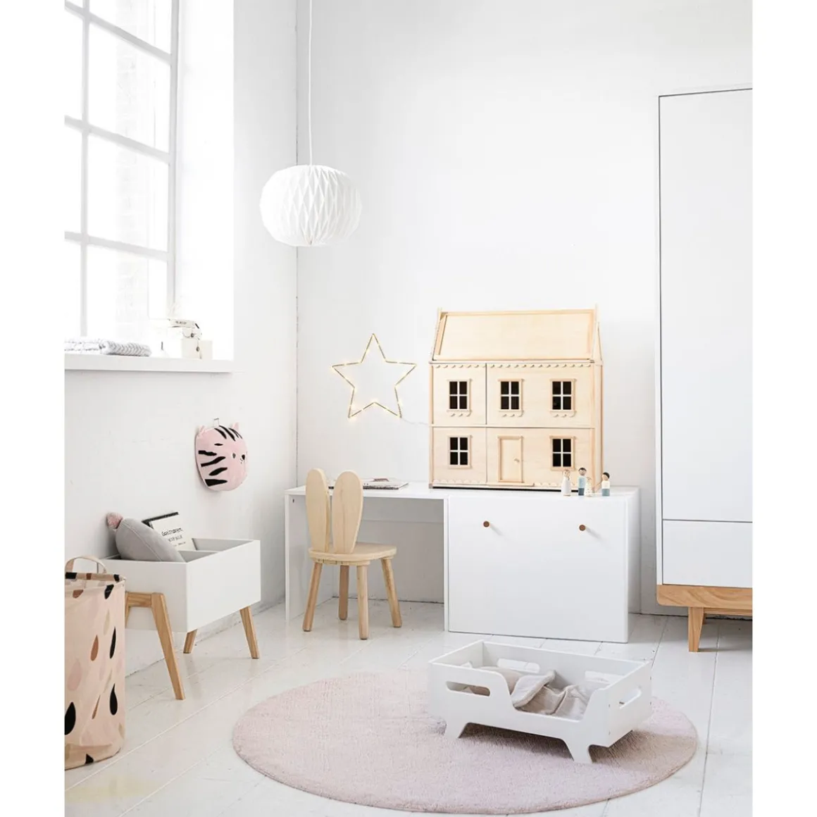 Rond vloerkleed kinderkamer, wasbaar u00abCERCLEu00bb u00d8120 cm | Roze