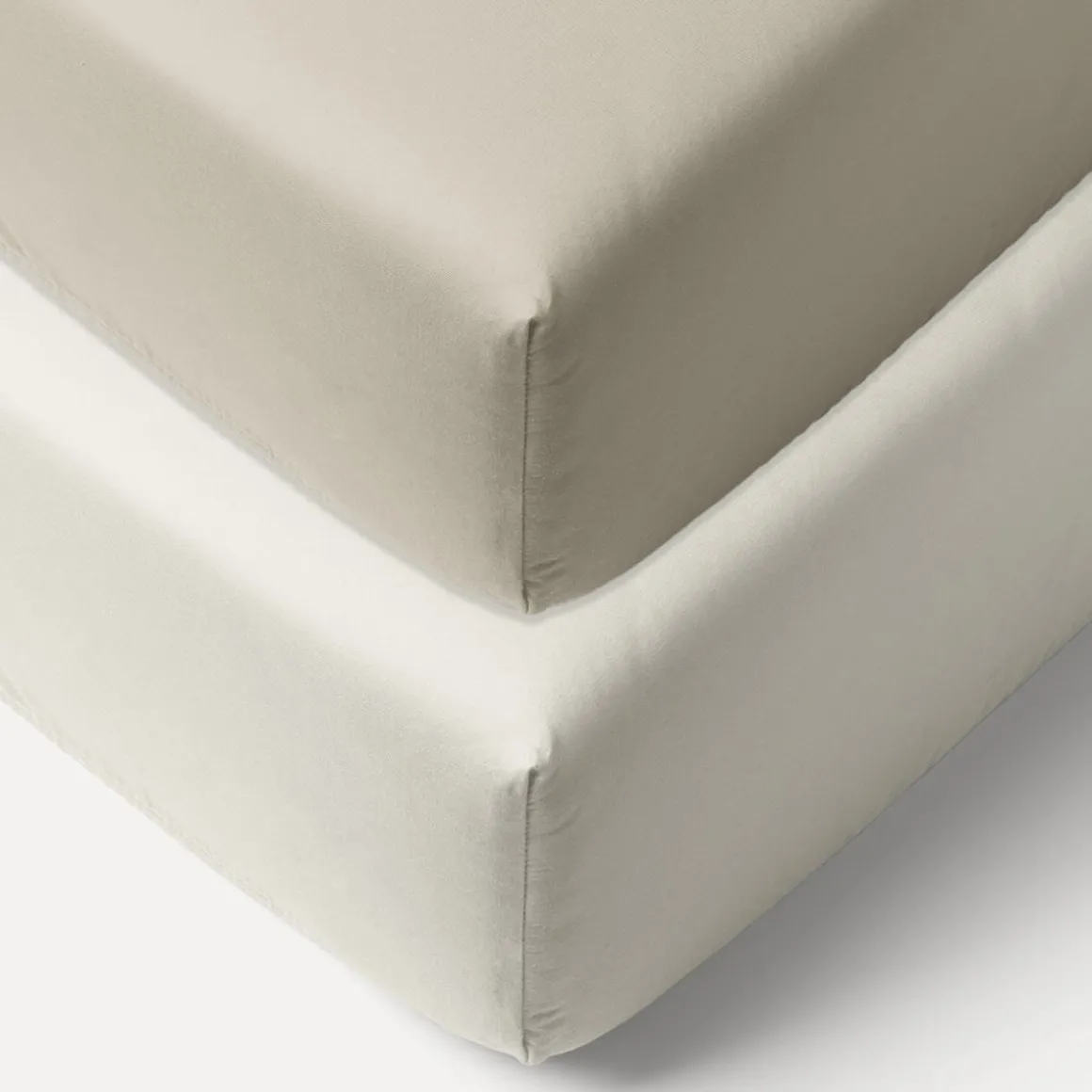 SET VAN 2 BIOLOGISCH KATOENEN JERSEY HOESLAKENS 40/45 X 90 CM | WIT EN BEIGE