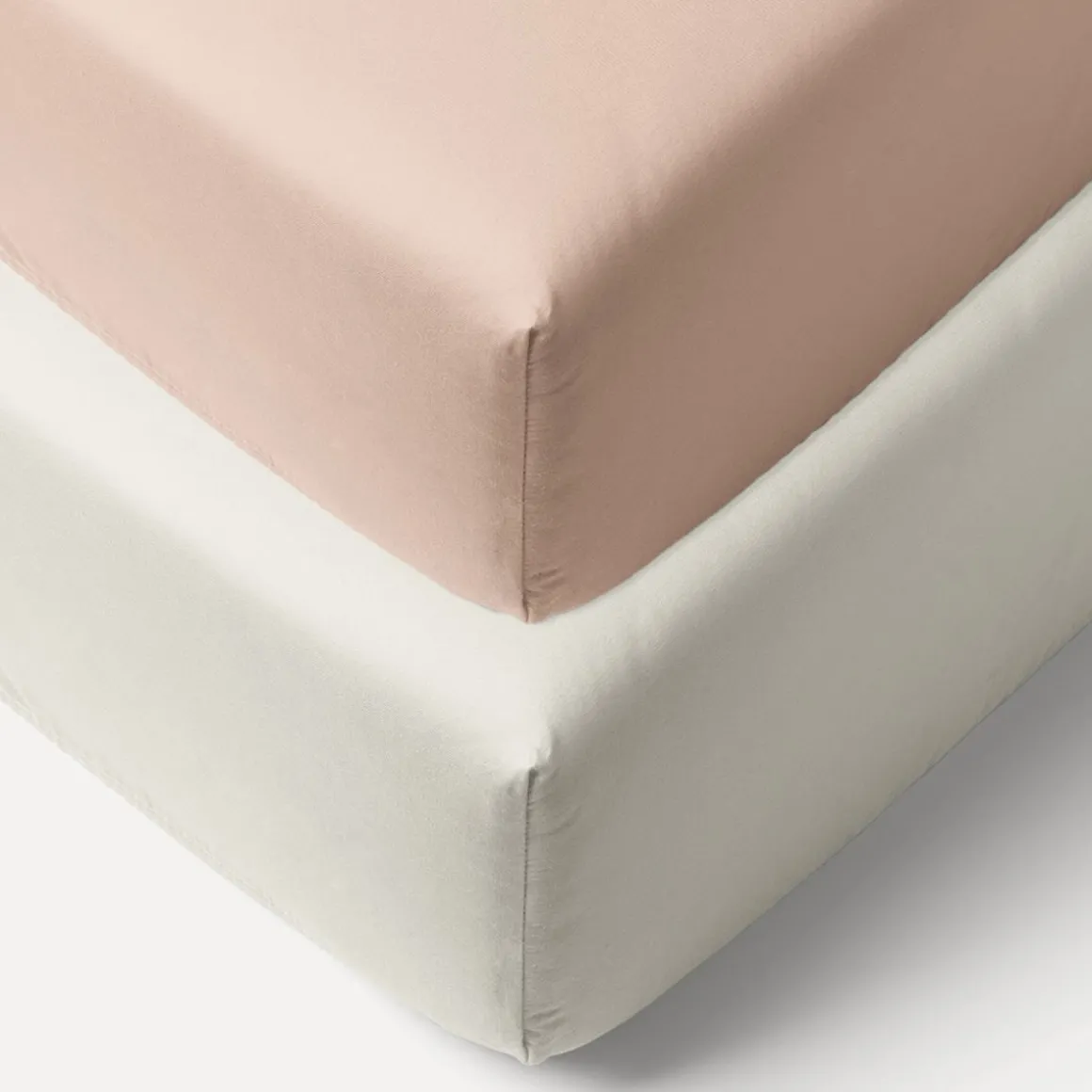 SET VAN 2 BIOLOGISCH KATOENEN JERSEY HOESLAKENS 40/45 X 90 CM | OUD ROZE EN IVOOR
