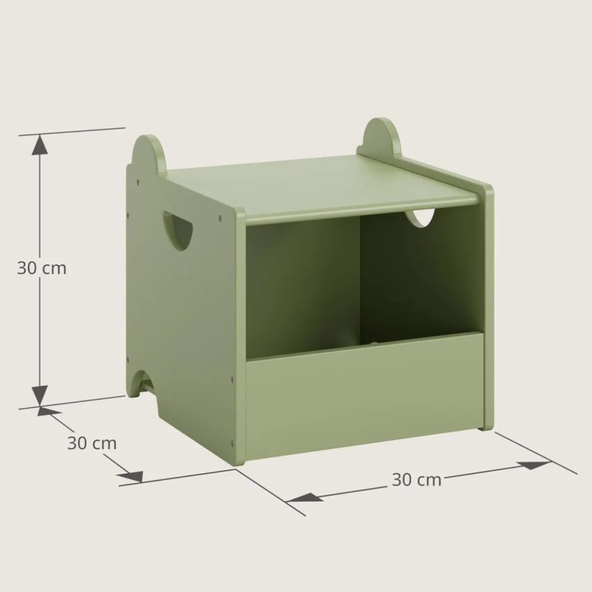 SET VAN 2 STAPELBARE SPEELGOEDKISTEN u00abARC-EN-CIELu00bb | GROEN EN BEIGE