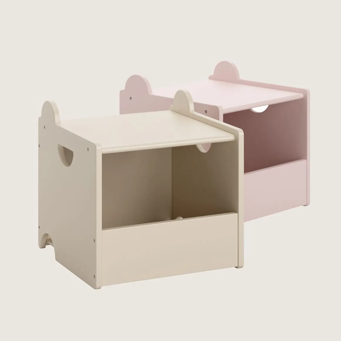 SET VAN 2 STAPELBARE SPEELGOEDKISTEN u00abARC-EN-CIELu00bb | ROZE EN LICHT BEIGE