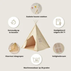 TIPI SPEELTENT u00abu00c9Tu00c9u00bb | 158 CM HOOG | OFF-WHITE