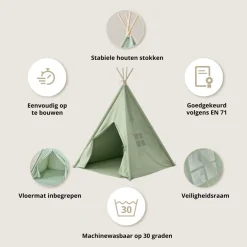TIPI SPEELTENT u00abu00c9Tu00c9u00bb | 158 CM HOOG | GROEN