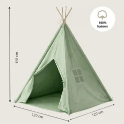 TIPI SPEELTENT u00abu00c9Tu00c9u00bb | 158 CM HOOG | GROEN