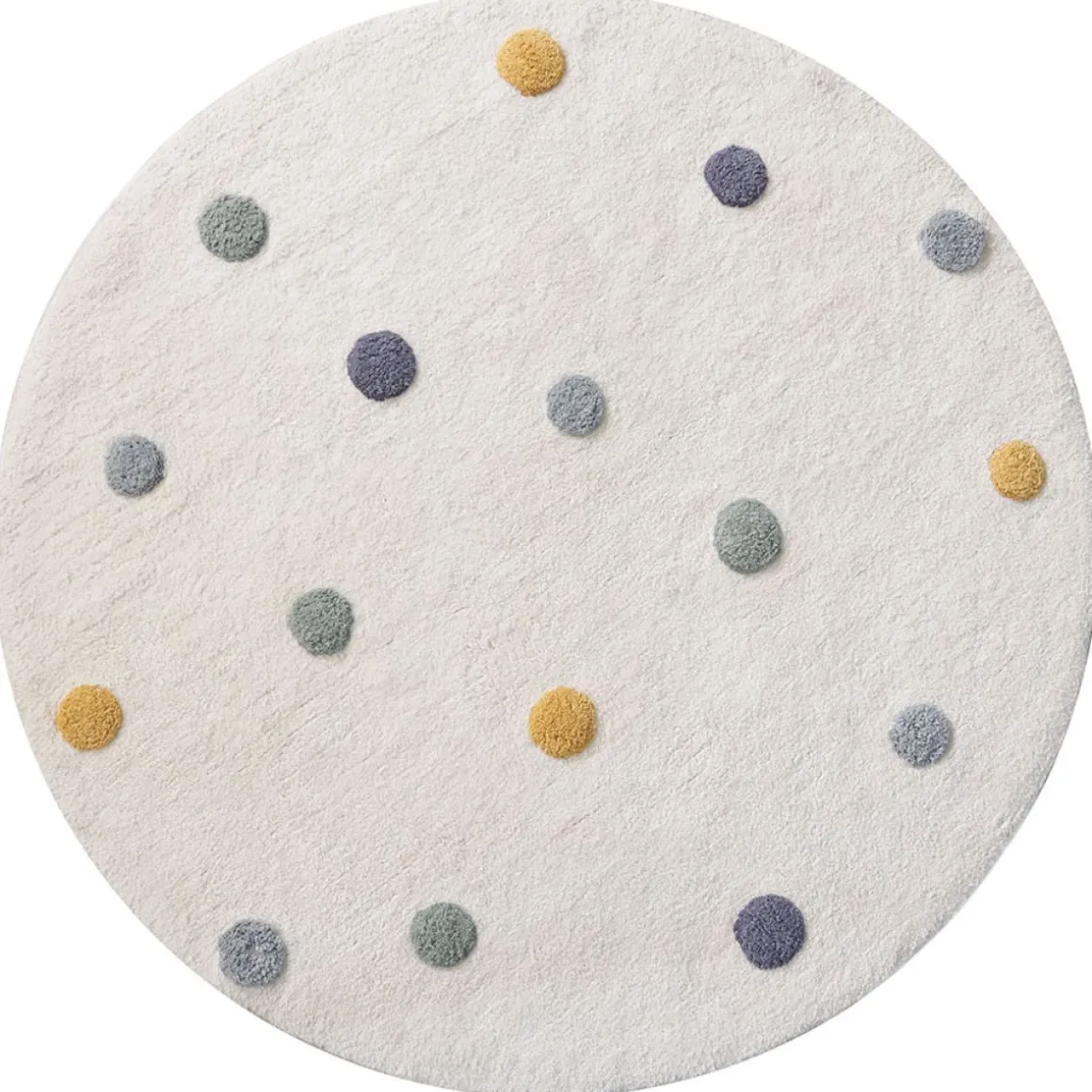 WASBAAR KINDERVLOERKLEED | ROND u00d8110 CM | OFF-WHITE MET STIPPEN