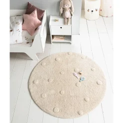 WASBAAR KINDERVLOERKLEED | ROND u00d8110 CM | NATUREL MET STIPPEN
