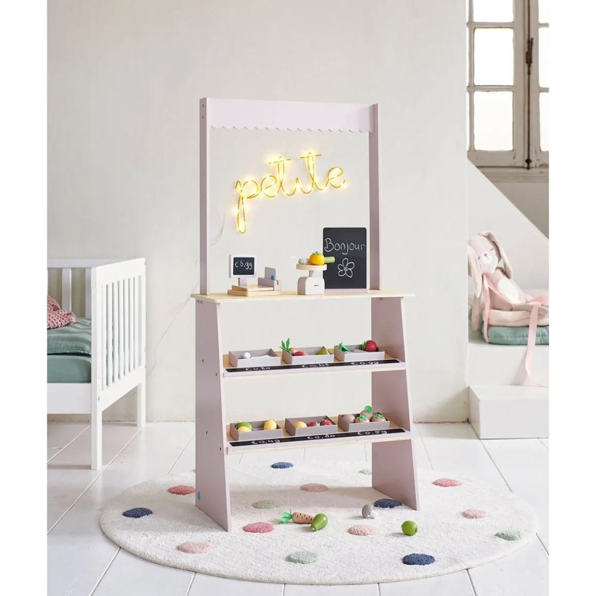 Wasbaar kindervloerkleed | Rond u00d8110 cm | Stippen