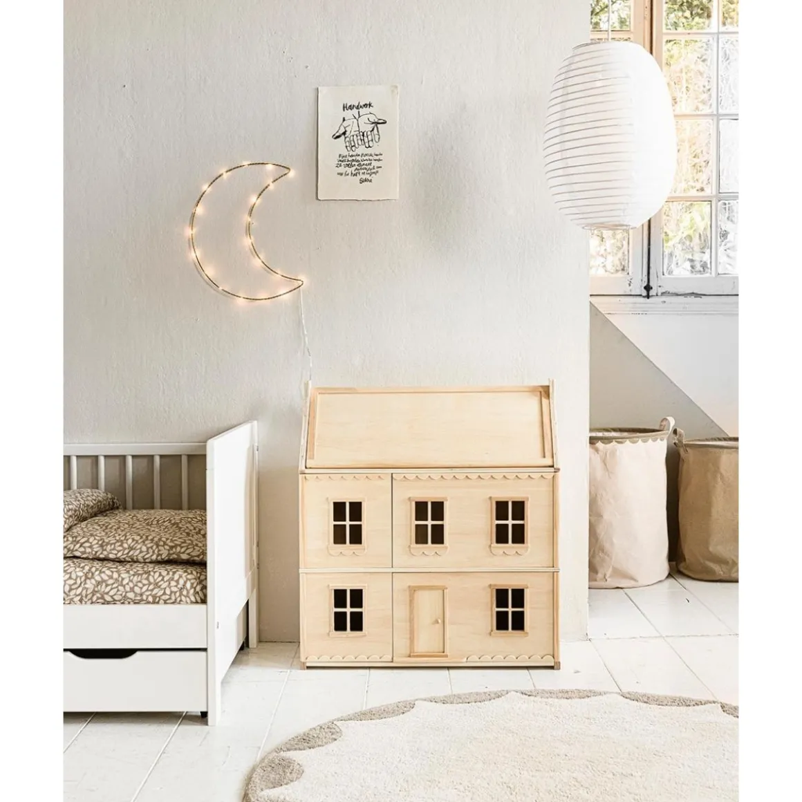Wasbaar kindervloerkleed met anti slip laag u00abCERCLEu00bb u00d8120 cm | Off white-taupe