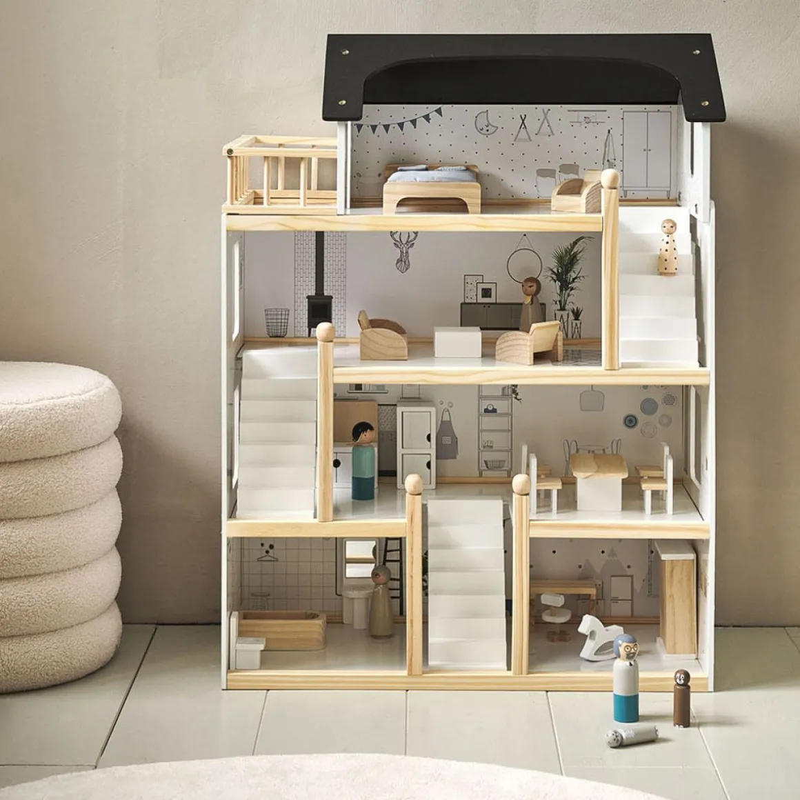 XL Houten poppenhuis incl. 19-delige meubelset | u00abLa maison d'Amu00e9lieu00bb